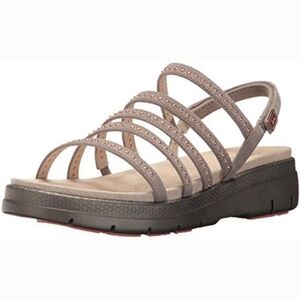 Jambu Elegance Gray Leather Strappy Gladiator Rose Gold Stud Slingback Sandals 8